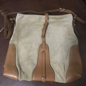 Tumi Tan Suede Crossbody Bag